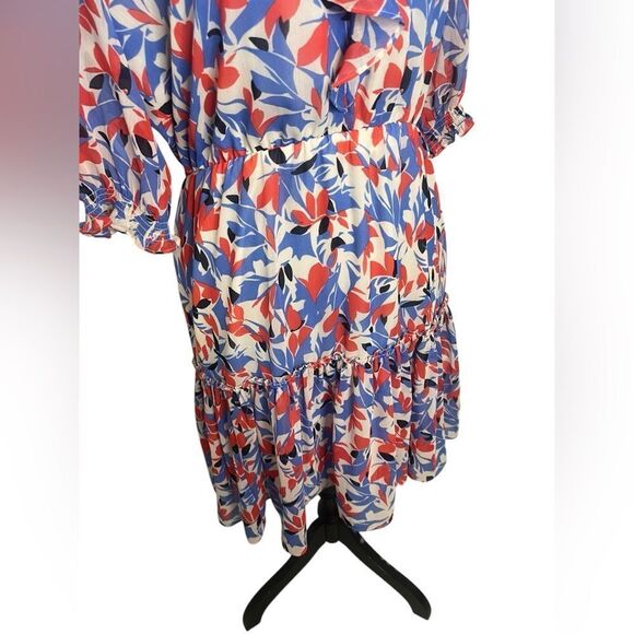 LAUREN RALPH LAUREN FLORAL SPRING RUFFLE DRESS KNEE LENGTH QUARTER SLEEVE SIZE 8 - Picture 8 of 11
